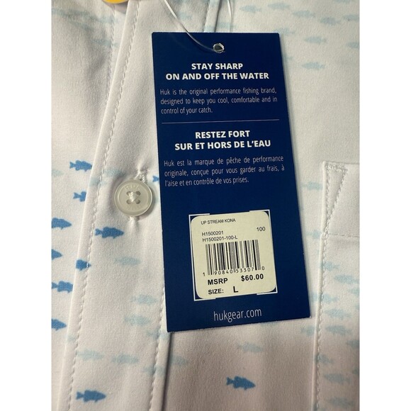 Huk Up Fishing Stream Kona Men's Shirt White Large - Picture 4 of 13